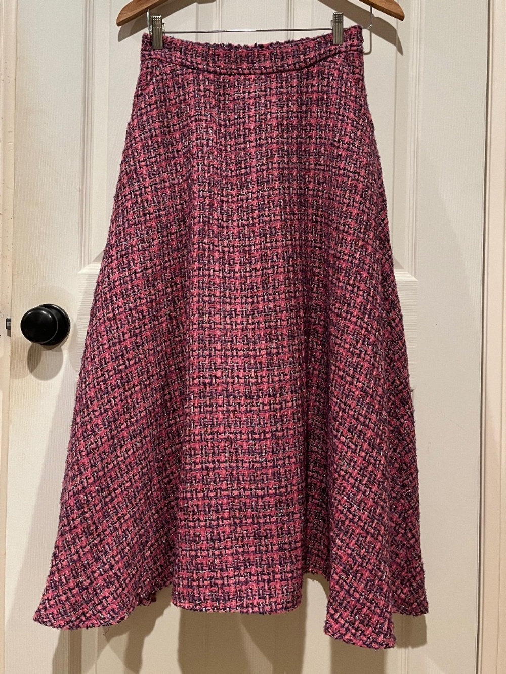 Area Stars Pink Purple Metallic Tweed Boucle A-Line Maxi Midi Skirt Size S